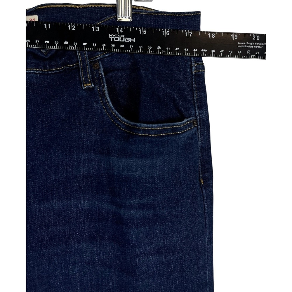Levi's Sz 34 Women's‎ 724 High Rise Straight Jeans Frayed Raw Hem Dk Blue Wash - Picture 6 of 13